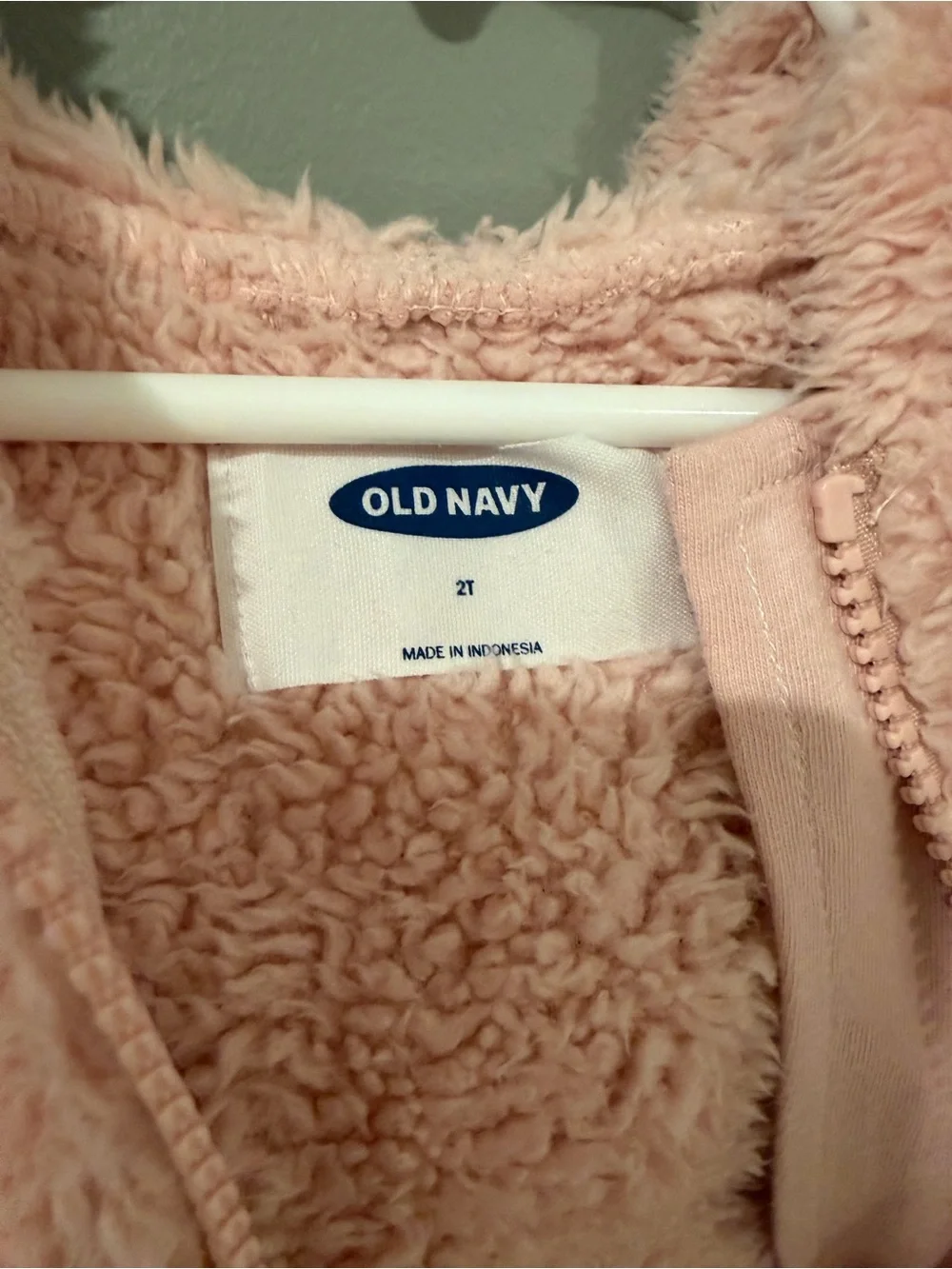 Old Navy Fuzzy Zip Animal Ear Hoodie — Light Pink
